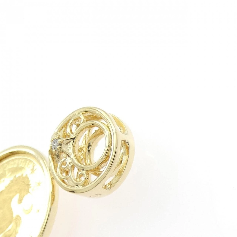 K18YG(枠) Dây chuyền đồng xu kim cương 0.01CT - Hàng hiệu Authentic 863705