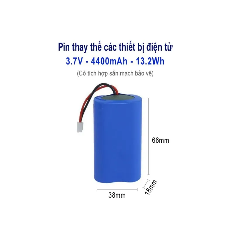 PIN SẠC 18650 3.7V 4400mAh JACK 2.54 (CÓ MẠCH BẢO VỆ), THÍCH HỢP CHO LOA BLUETOOTH 714399