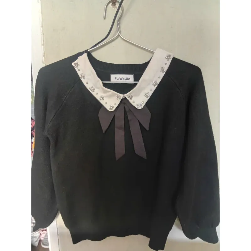 Áo len thời trang freesize nơ đen hàng mới mặc 1 lần 737955