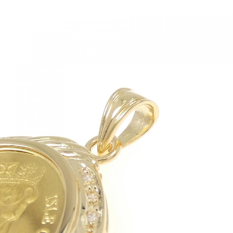 K18YG(khung) Mặt dây chuyền đồng xu kim cương 0.14CT - Hàng hiệu Chính hãng 866474