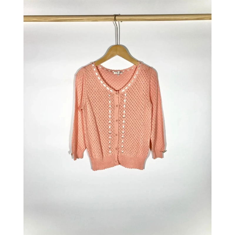 Áo Crochet Hiệu Nhật Brand Glacier, màu hồng cam rất tôn da
Size S M
 448584