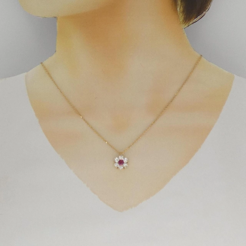 K18YG Dây chuyền Ruby 0.49CT - Hàng hiệu Chính hãng 861313