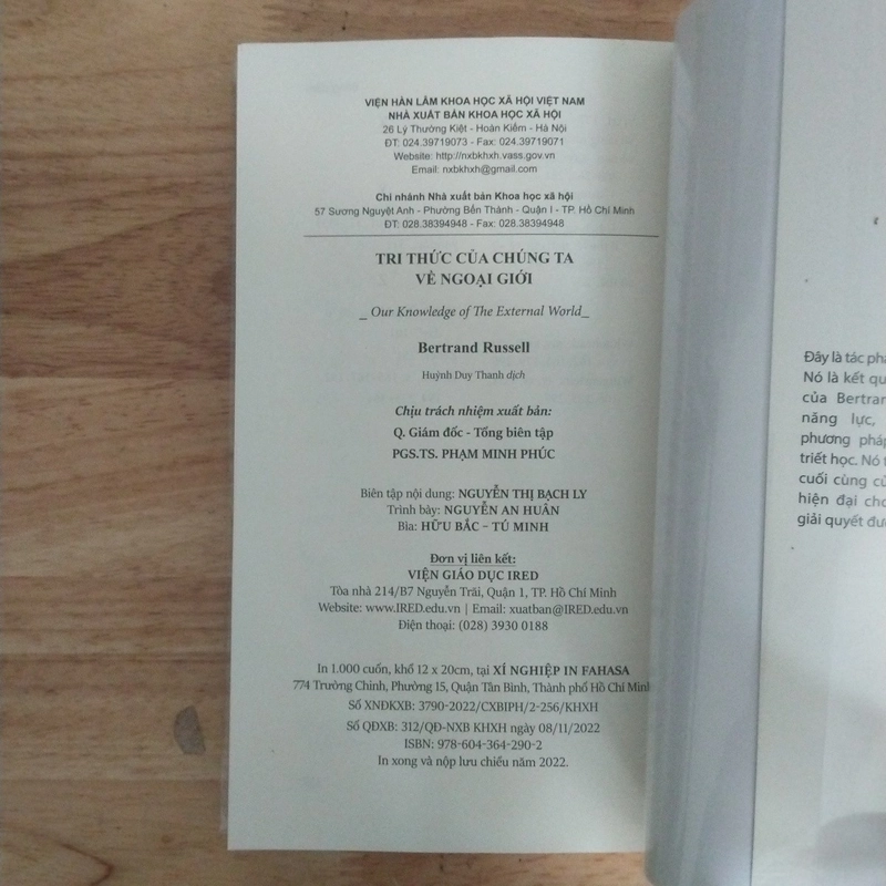 Sách triết: Tri thức của chúng ta về ngoại giới - Bertrand Russell 547890