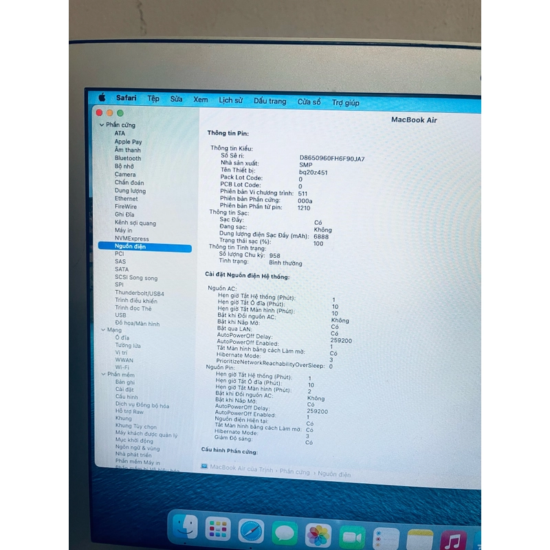 Macbook Air 13" Corei5  MacOS12.7.6 522453