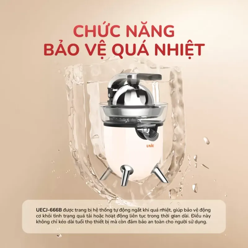 Máy vắt cam điện tự động UNIE UECJ-666B 100W, vắt kiệt, vòi chống nhỏ giọt 578116