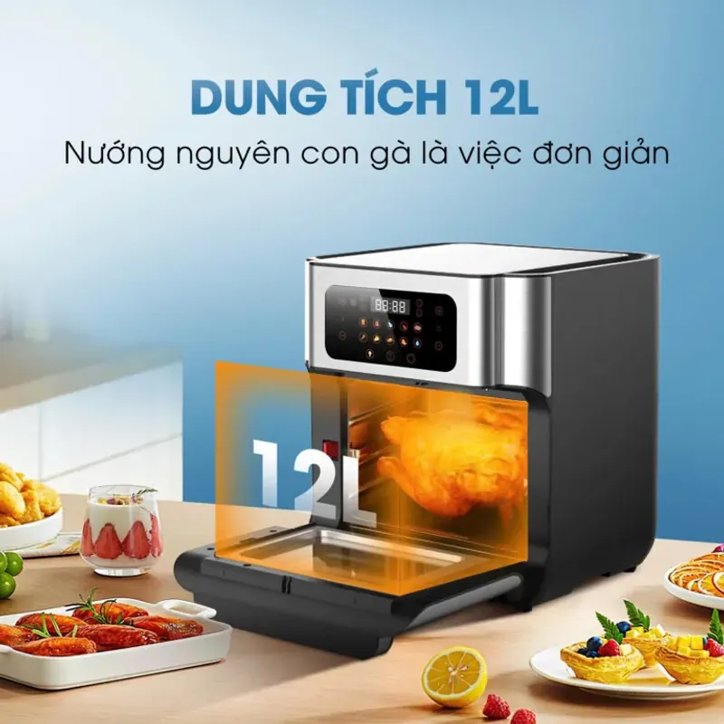Nồi chiên không dầu KALITE Air Pro | 12L | 1500W | Khoang inox 304 an toàn 739758