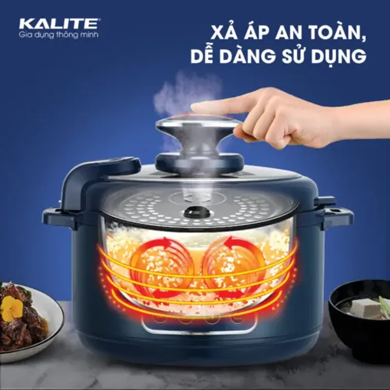 Nồi áp suất điện KALITE KPC4066, màu xanh sang trọng, tinh tế, mới 100% 701535