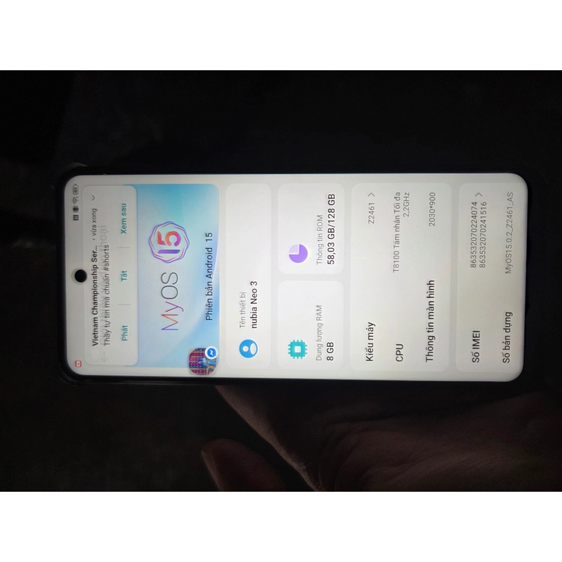 Điện thoại nubia neo 3 4g 8/128 màu đen còn bảo hành không sạc 508530
