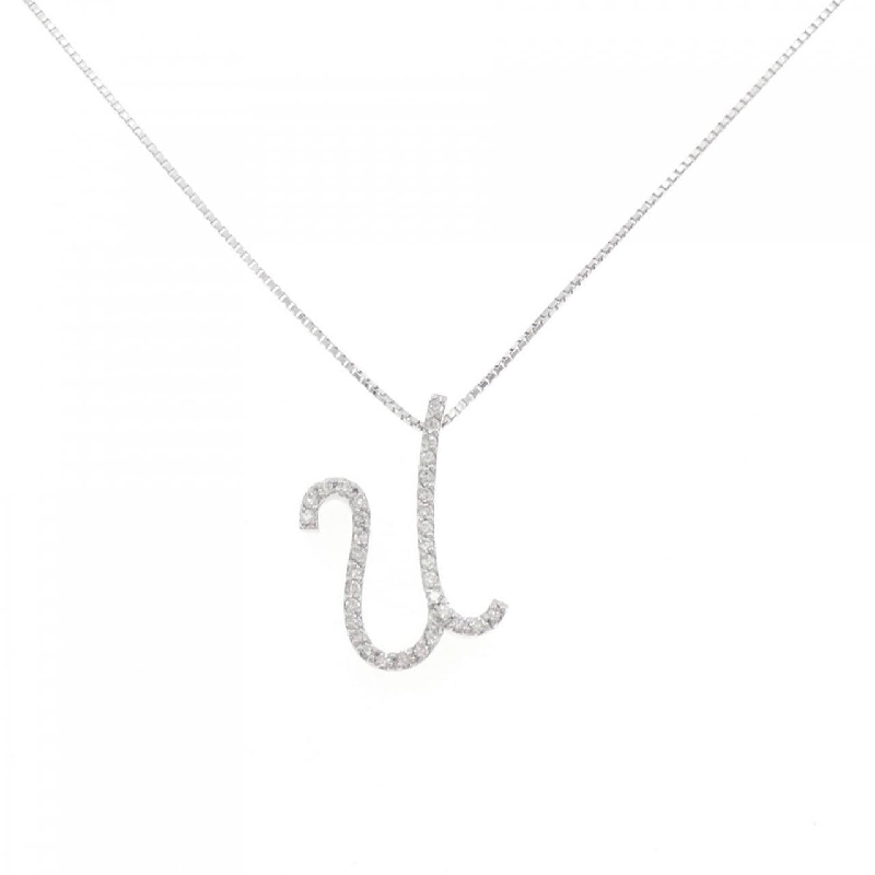 K18WG Chữ cái U Dây chuyền kim cương 0.19CT - Hàng hiệu Chính hãng 861176