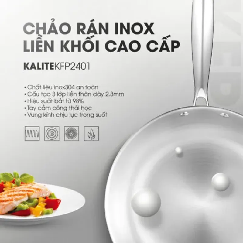 Chảo rán inox liền khối cao cấp KALITE KFP2401 572286