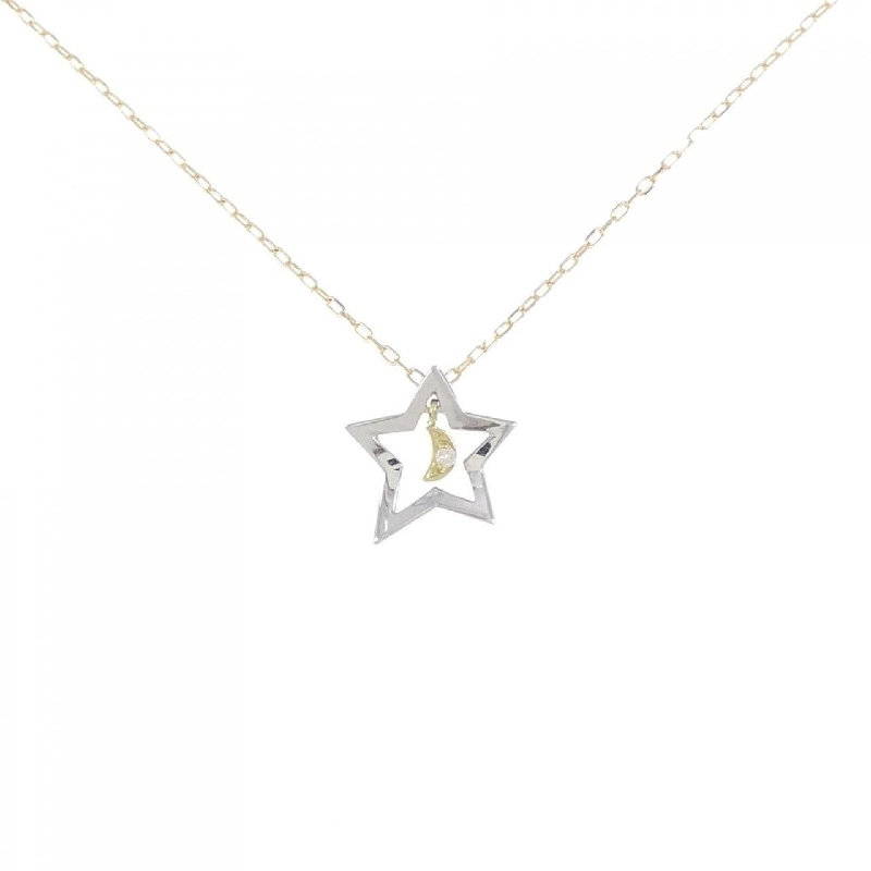 K14WG/K18 Sao × Mặt trăng Dây chuyền Kim cương 0.01CT - Hàng hiệu Chính hãng 869025