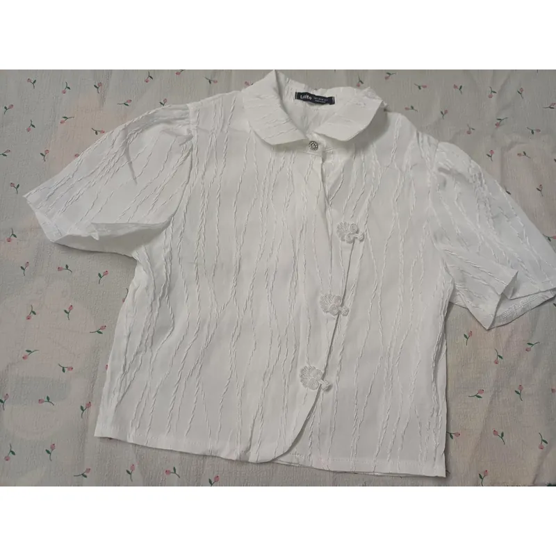 ÁO NỮ CỔ SEN TAY NGẮN - TRẮNG 739142