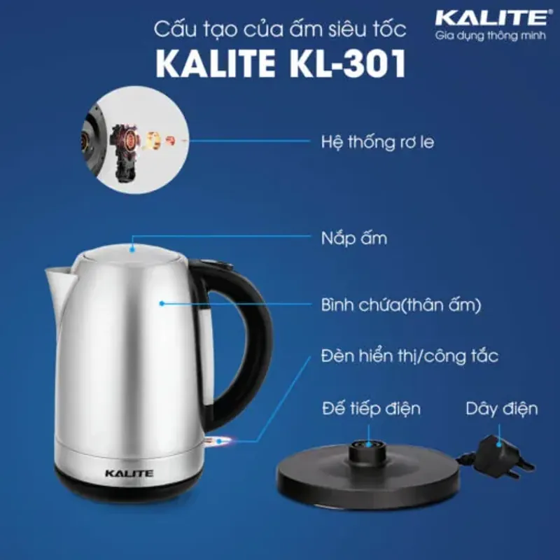 ⚡ Ấm Đun Siêu Tốc KALITE KL-301 – Đun Sôi Cực Nhanh, An Toàn, Tiện Lợi Mỗi Ngày 679991
