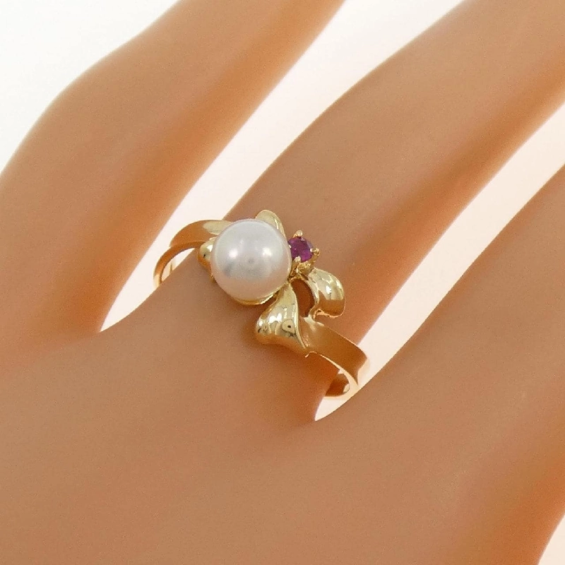 Nhẫn ngọc trai Akoya K18YG hình ruy băng 5.5mm 669014