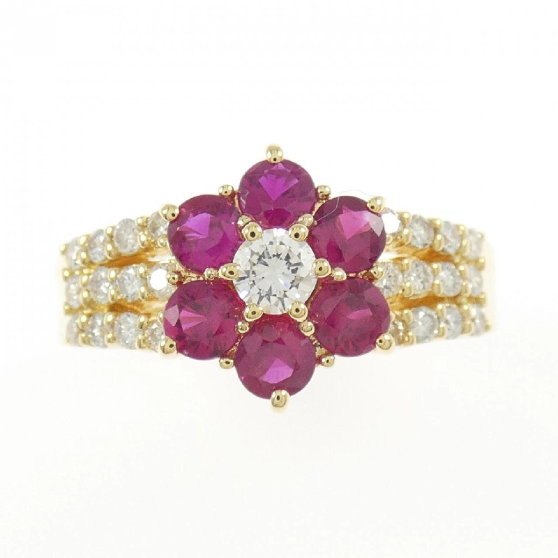 Nhẫn ruby K18YG hoa 0.95CT 666273