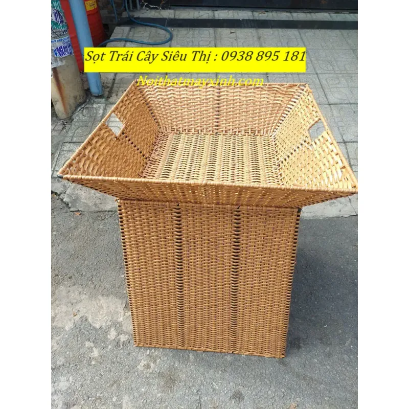Xưởng sản xuất sọt mây trưng bày trái cây siêu thị màu vàng mây chính hãng 762128