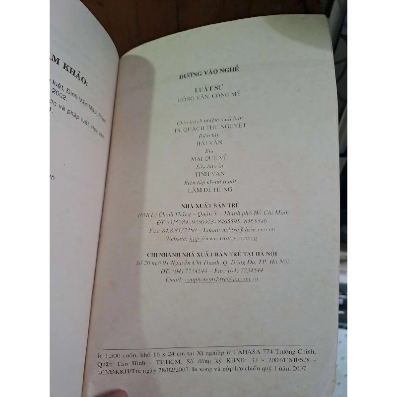 Đường vào nghề luật sư - Hồng Vân - Công Mỹ GIÁO TRÌNH, CHUYÊN MÔN HCM1008 919845