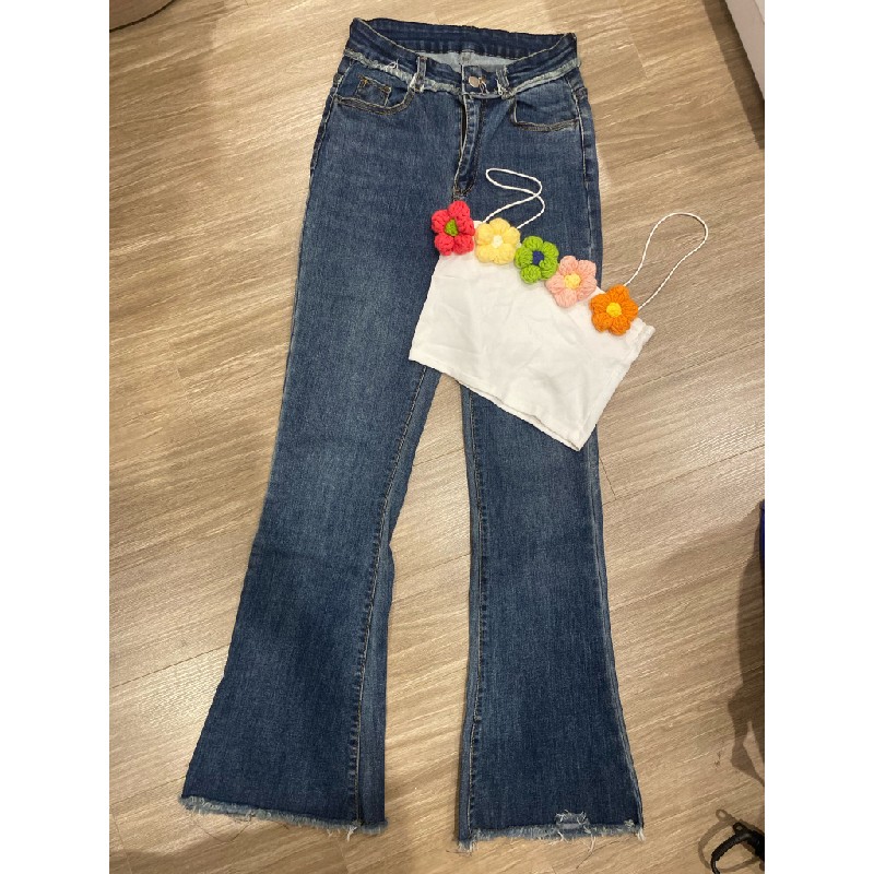 Quần jeans ống loe form dài  15671