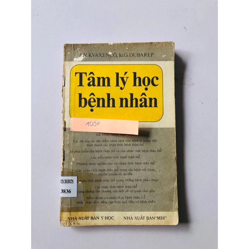 TÂM LÝ HỌC BỆNH NHÂN - 186 trang, nxb: Max Cơ Va 1986 335959