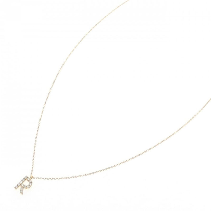 K18YG Chữ cái R Dây chuyền Kim cương 0.09CT - Hàng hiệu Chính hãng 858969