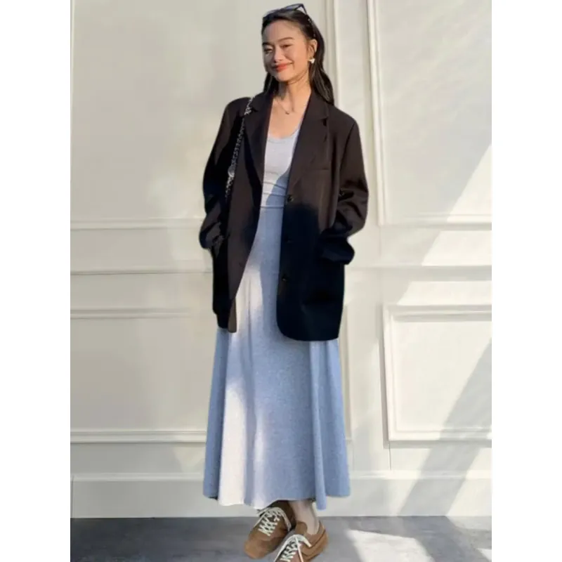 Áo blazer đen nhẹ nhàng, công sở, thanh lịch 755762