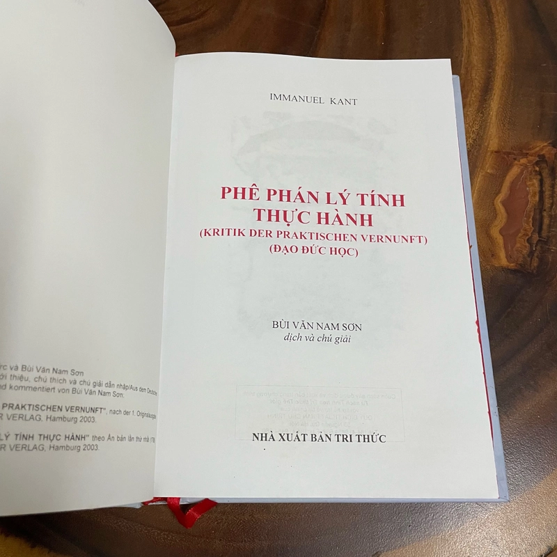 II Tựa sách: Phê Phán Lý Tính Thực Hành - IMMANUEL KANT - 2015 463555