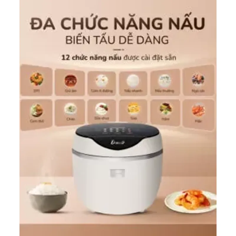 🍚 Nồi cơm điện tử UNIE URC612 – Lòng inox, nấu cơm giảm đường, dung tích 1,2L! 707449