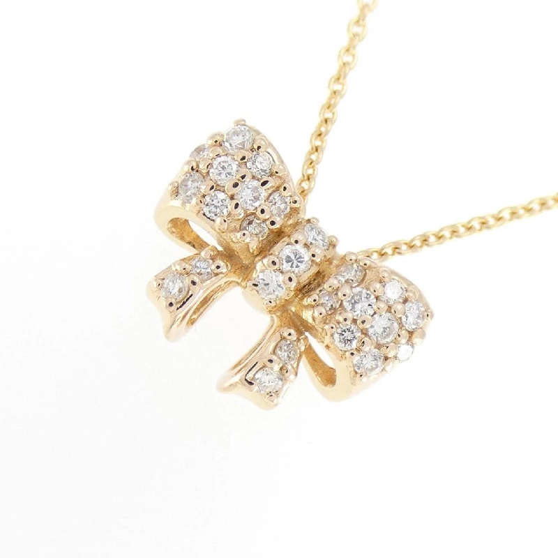 K18PG Dây chuyền kim cương hình ruy băng 0.20CT - Hàng hiệu Chính hãng 863267