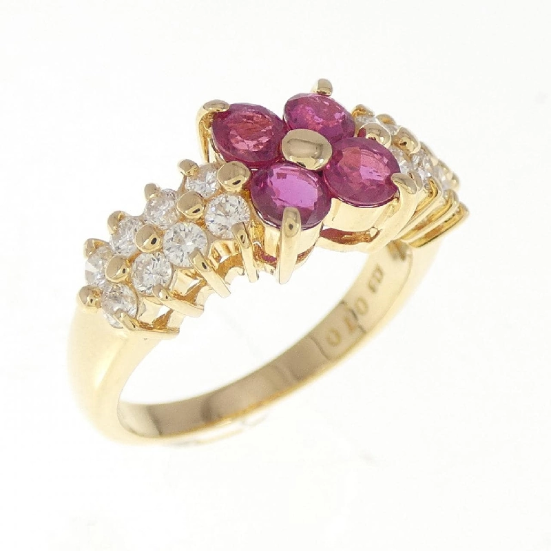 Nhẫn ruby K18YG hoa 0.70CT 671572