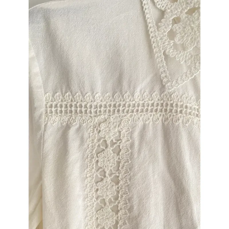 MỚI 99%***ÁO SƠ MI ZARA TRẮNG REN CROPTOP DÀI TAY* REN CÁCH ĐIỆU* TẶNG QUÀ 0Đ FREESHIP 588228