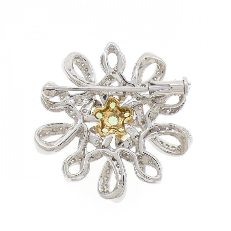 K18WG/K18YG Ngọc lục bảo xanh Brooch - Hàng hiệu Chính hãng 872189