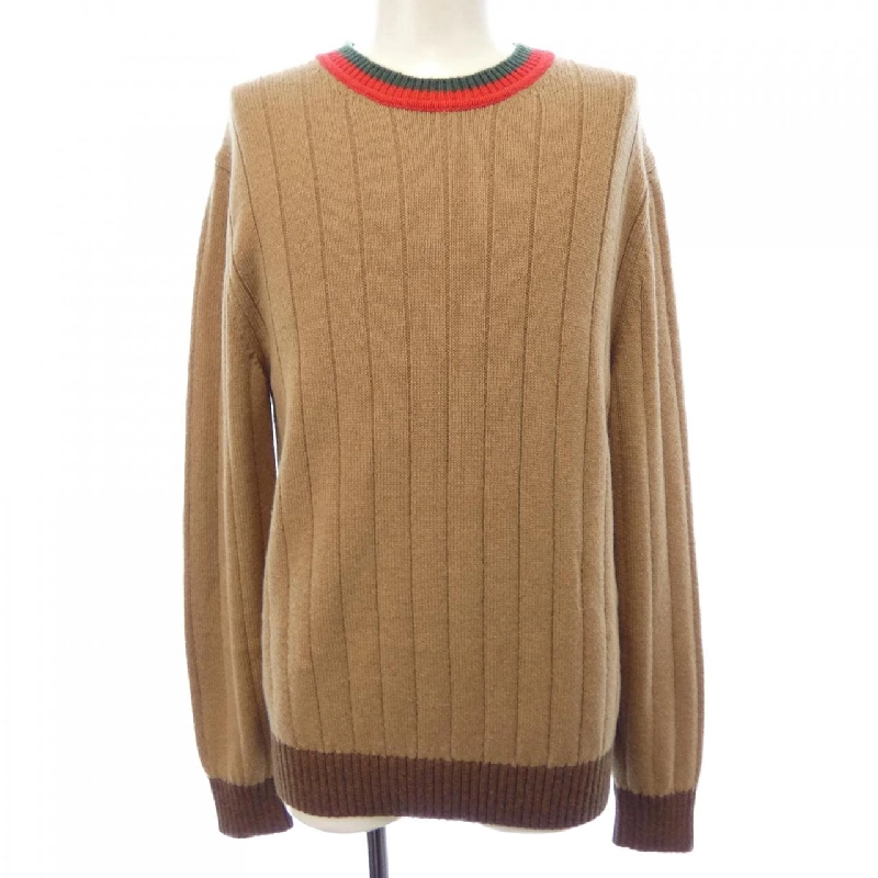 Gucci GUCCI Áo len rib camel có sọc web 721035 XKB4A - Hàng hiệu Chính hãng 897192