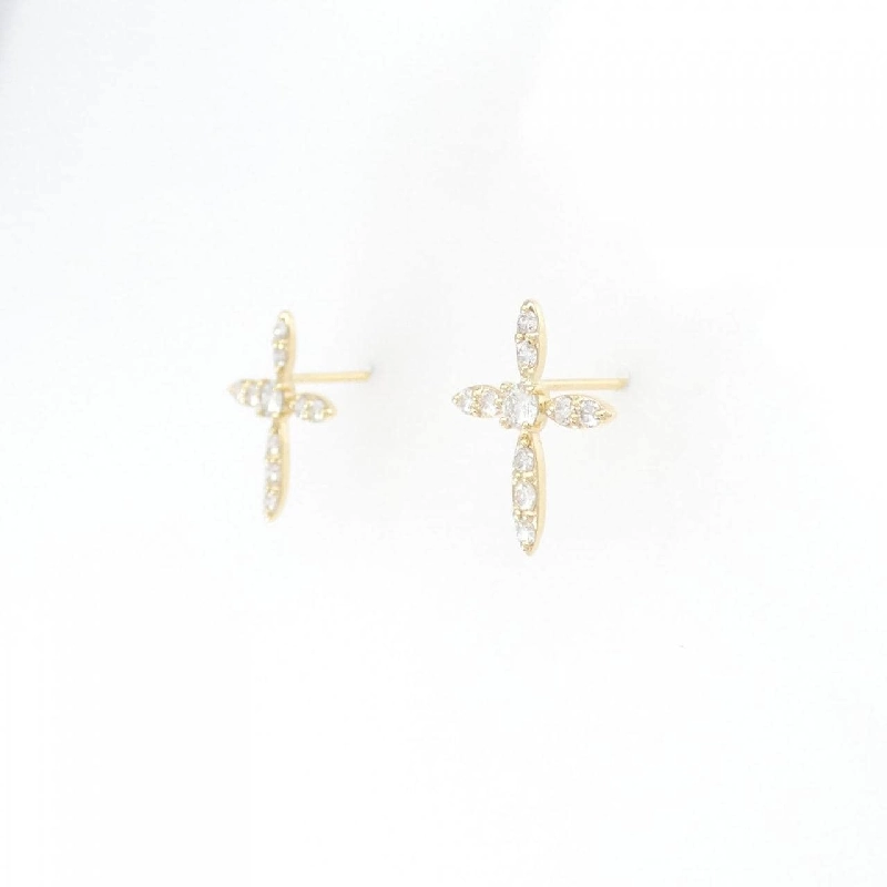 K18YG Bông tai kim cương chéo 0.30CT - Hàng hiệu Chính hãng 872007