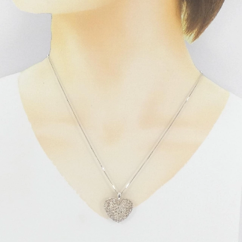 K18WG Pave Heart Diamond Necklace 3.25CT - Hàng hiệu Authentic 862688