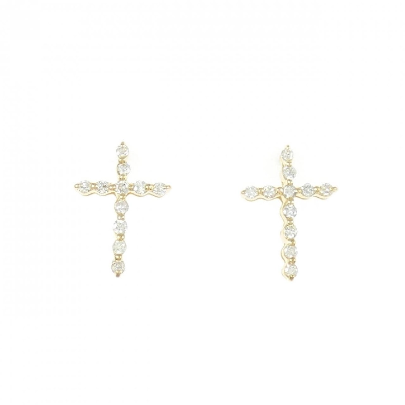 K18YG Bông tai kim cương chéo 0.20CT - Hàng hiệu Chính hãng 875373