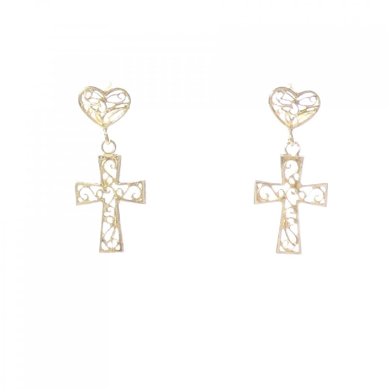 K18YG Bông tai hình trái tim × chữ thập - Hàng hiệu Chính hãng 876773