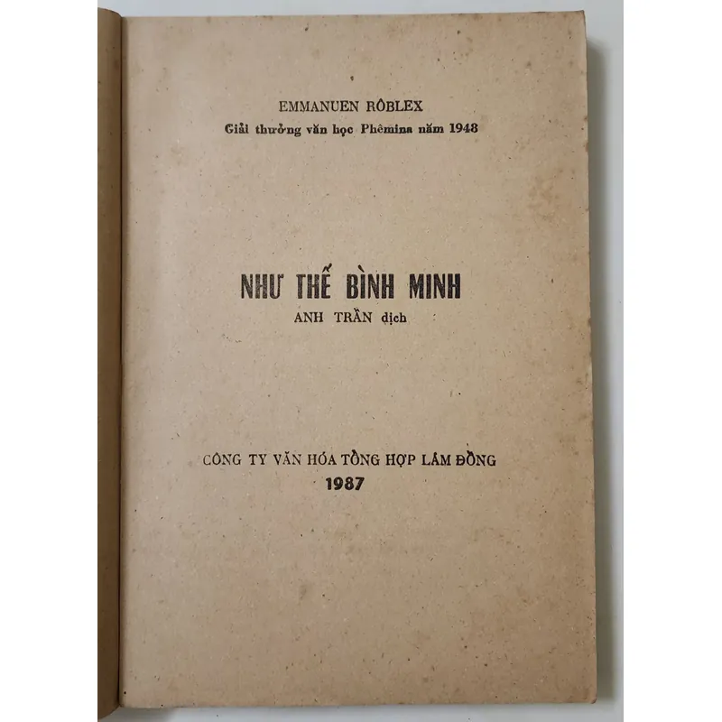 Tiểu thuyết NHƯ THẾ BÌNH MINH - Tác giả: Emmanuen Roblex 719049