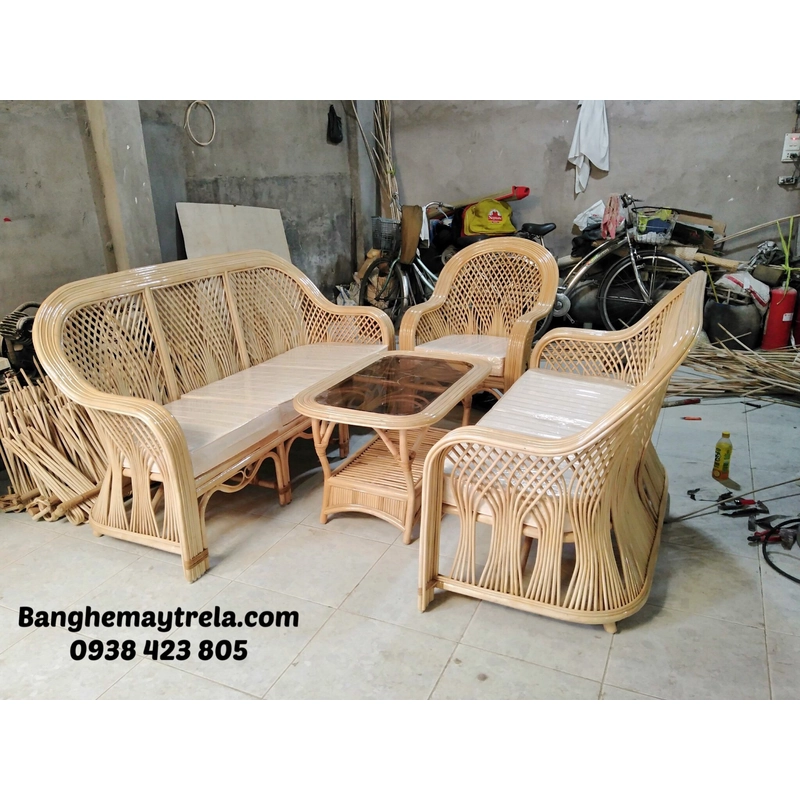 Sofa mây tự nhiên cây đóng hiện đại 531950