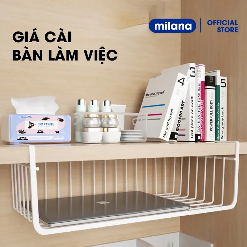 2c Khay Lưới Sắt Để Đồ Dưới Bàn Học, Kệ Khung Gài Siêu Gọn Gàng - Size 33x23cm  576424