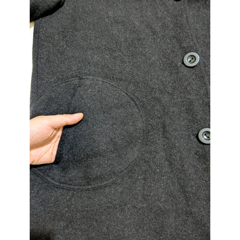 Áo khoác dạ đen cổ vest free size dày ấm 604147