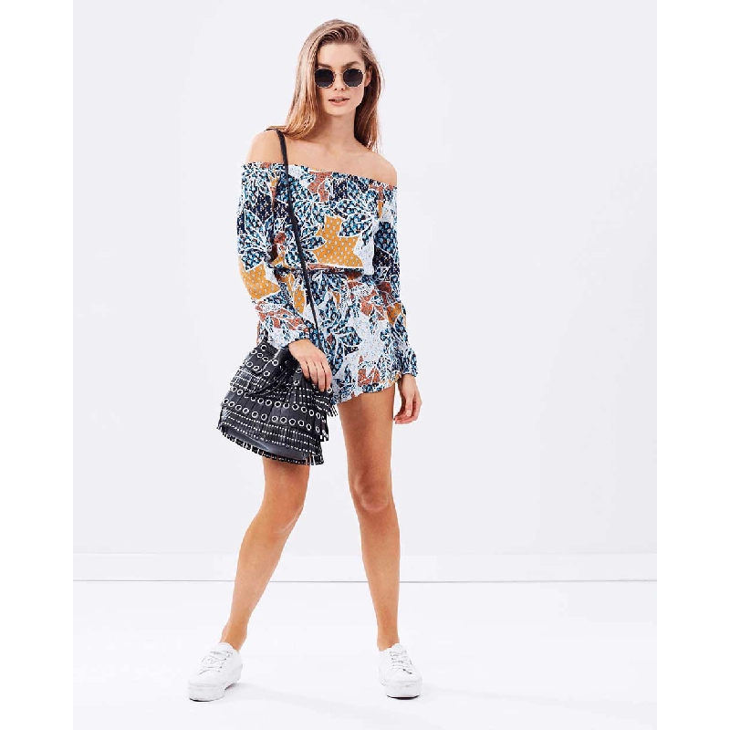 Jumpsuit ngắn bẹt vai, tay dài 465615