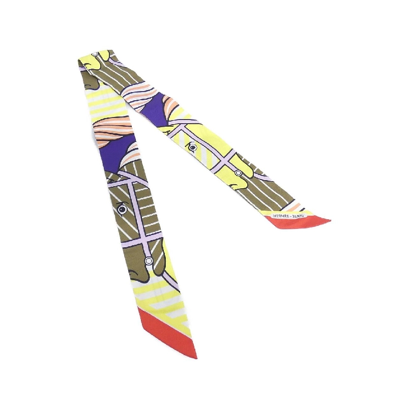 Hàng hiệu Authentic Hermès QUADRIGE BAYADERE Twilly 063349S khăn quàng 807459