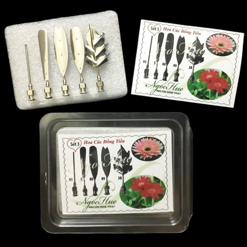 Bộ 5 dụng cụ làm thạch rau câu 3D – Set 3 – Bộ làm hoa cúc đồng tiền – Mã số 1220 338665
