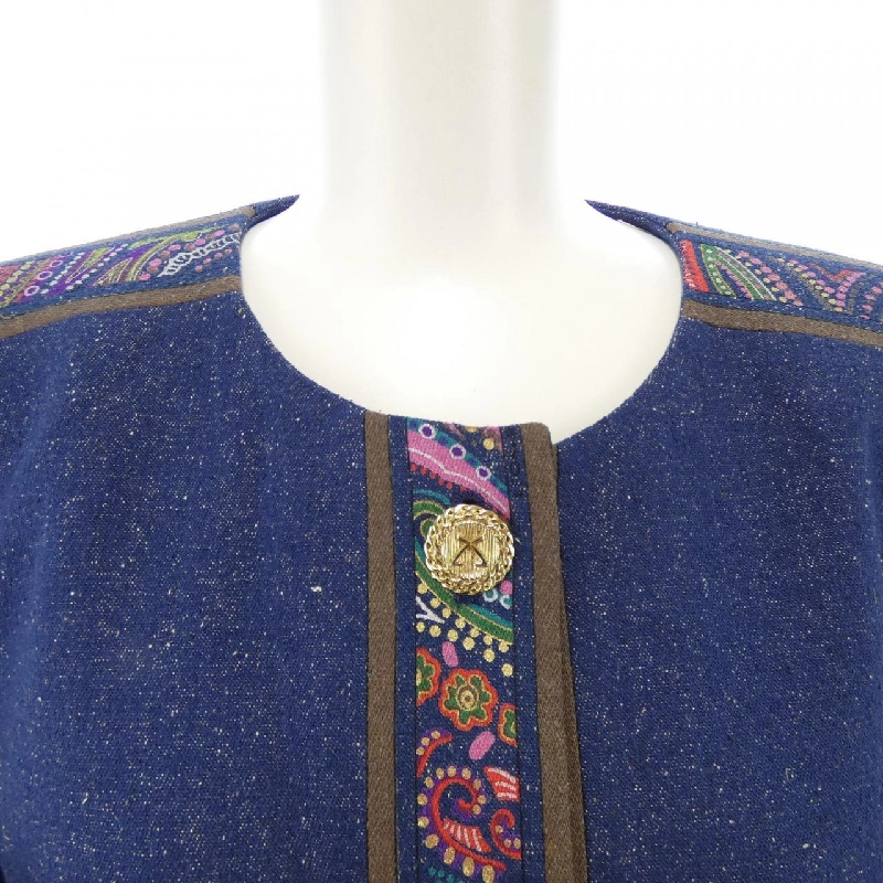 【Mã giảm giá】【Cổ điển】Thời trang Leonar LEONARD FASHION Áo khoác không cổ 642180