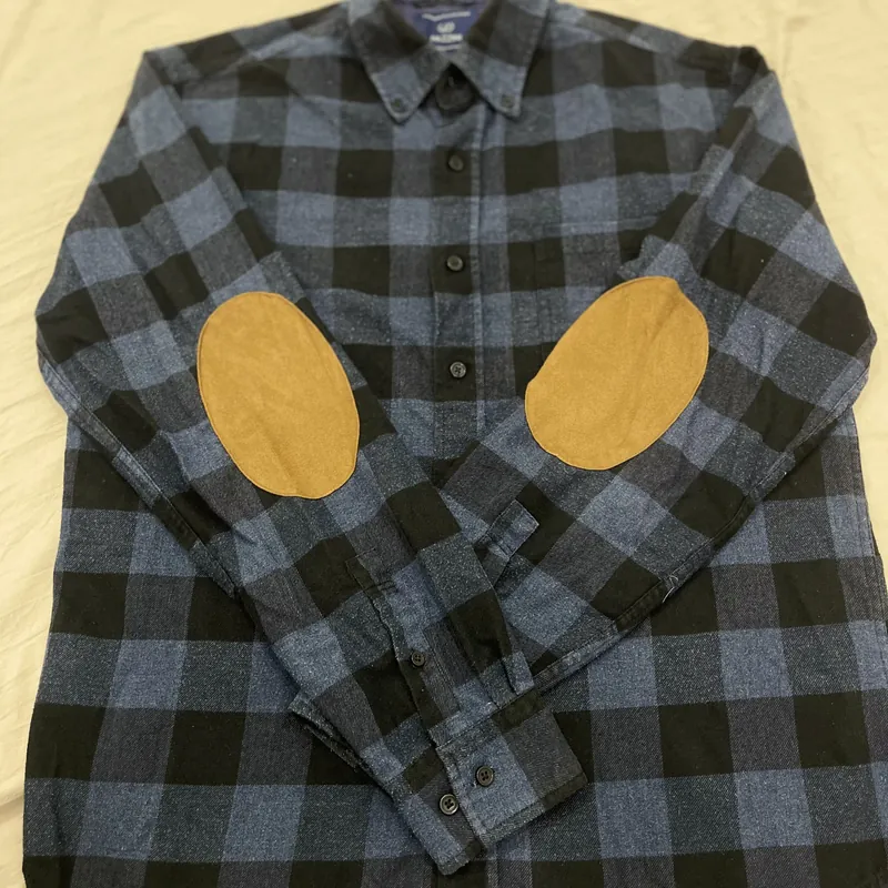 Áo sơ mi xanh caro có đáp gấu tay Pazini slimfit size 42 729086