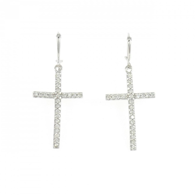 K18WG Bông tai kim cương chéo 0.30CT - Hàng hiệu Authentic 867203