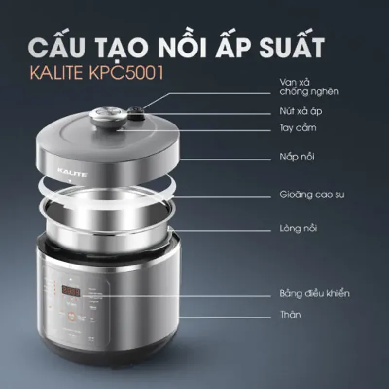 KALITE KPC5001 – Nồi áp suất đa năng – Nấu canh, hầm thịt, nấu súp cực tiện lợi 696315