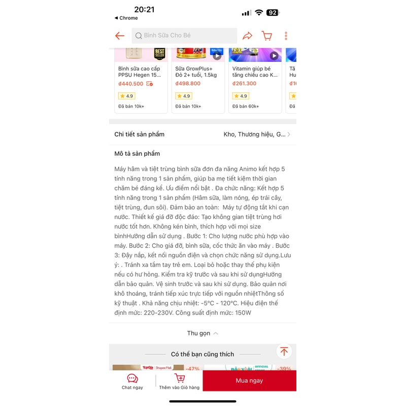 Máy hâm sữa 537113