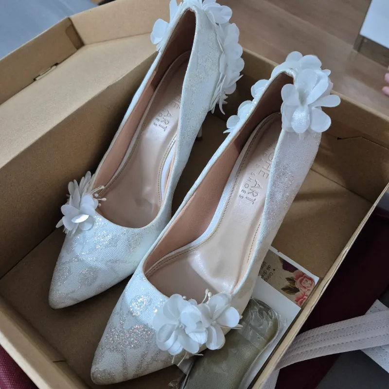 Giày cưới Nghé Art + 10cm + new 99% 791298