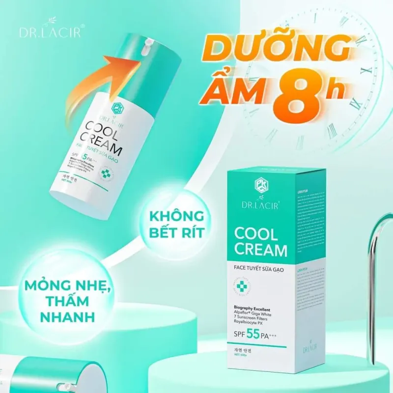 Kem Dưỡng Da, Chống Nắng Dr.Lacir Cool Cream Face Tuyết Sữa Gạo- kèm quà tặng 600914